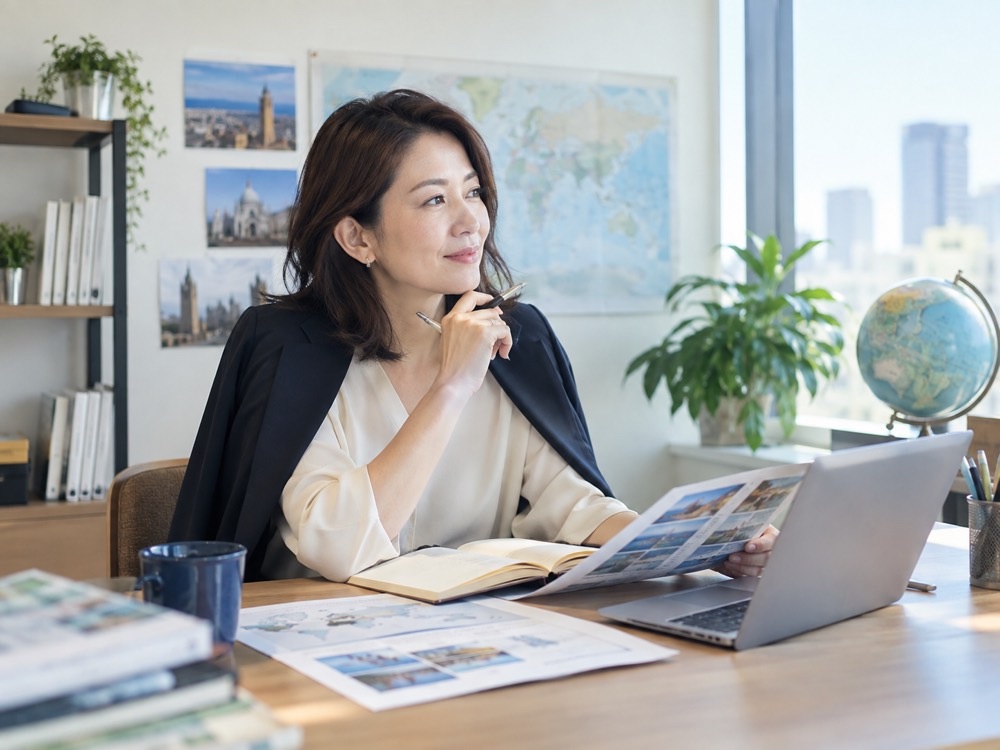 資料を確認する女性